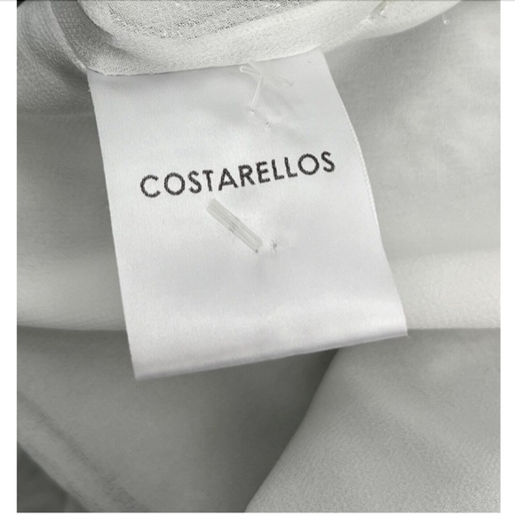 COSTARELLOS Libby Silver LUREX DEVOR Embellished Ruched Mini Dress sz 40 - Picture 8 of 9